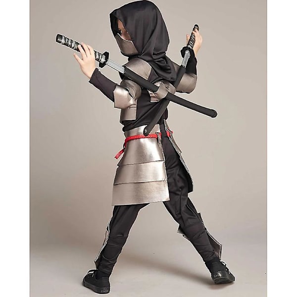 2023 New Arrival Barn Dragon Ninja Halloween Cosplay Silver Ninja kostym för pojkar 9-10 Years Old