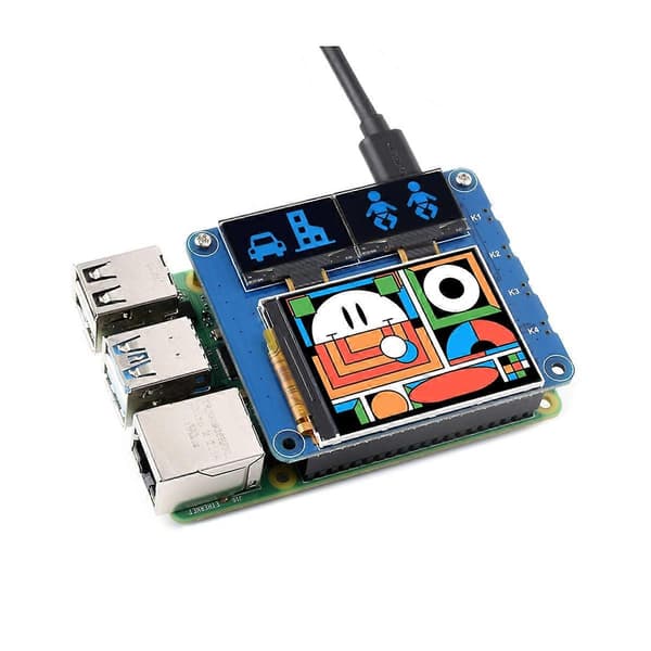 2-tums LCD-skärm med 0,96-tums OLED-displaymodul HAT-kit