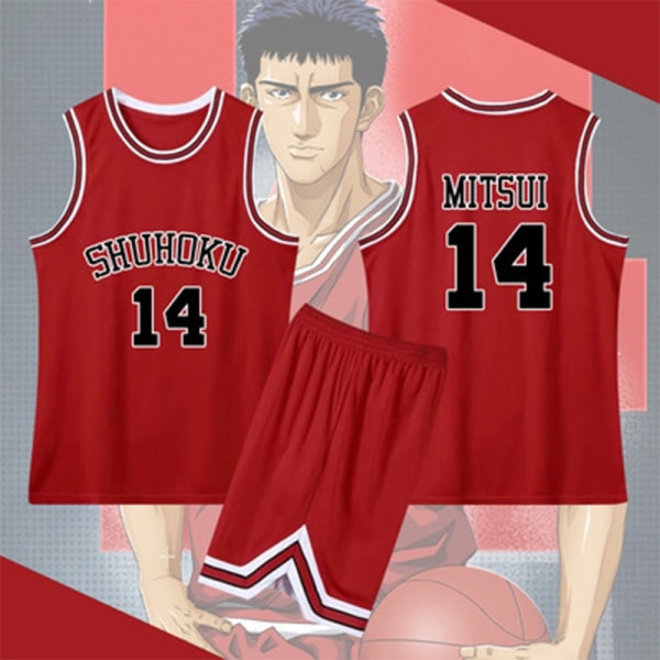 Anime Sakuragi Hanamichi Cosplay Slam Dunk Jersey Shohoku School Basketball Team Uniform Sportswear Kaede Rukawa Cosplay Costume Dark Grey 4XL