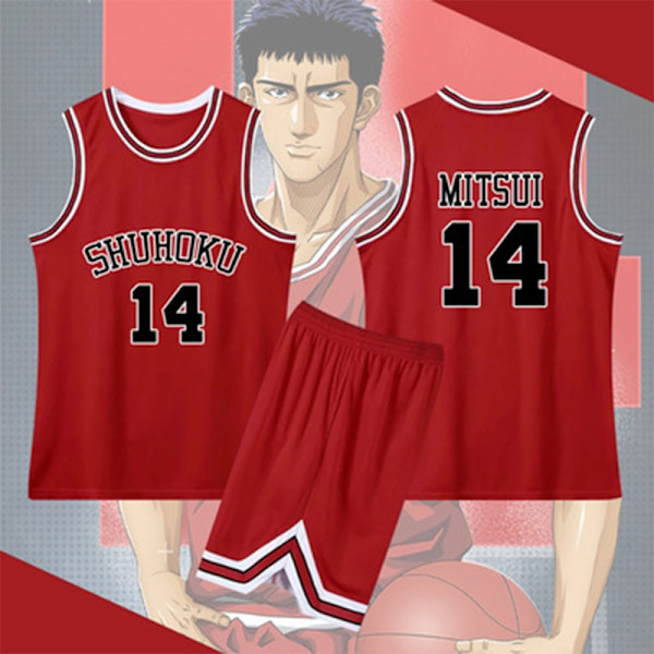 Anime Sakuragi Hanamichi Cosplay Slam Dunk Jersey Shohoku School Basketball Team Uniform Sportswear Kaede Rukawa Cosplay Costume Red XL