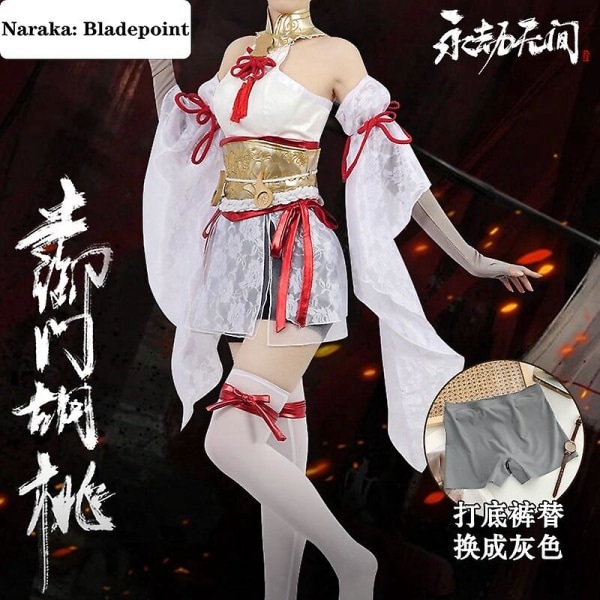 Uusi peli Naraka: Bladepoint Loli Hutao Cosplay-asu Mekko Käsineet Leggingsit Valkoiset Sukkahousut Halloween Naisen Asusteet Set M