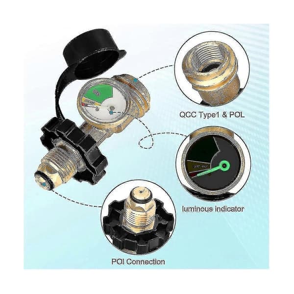 Universal Propantankadapter Konverterer Til Qcc1 / Type 1 Med Måler, Propanslangeadapter Til Rv, Grill