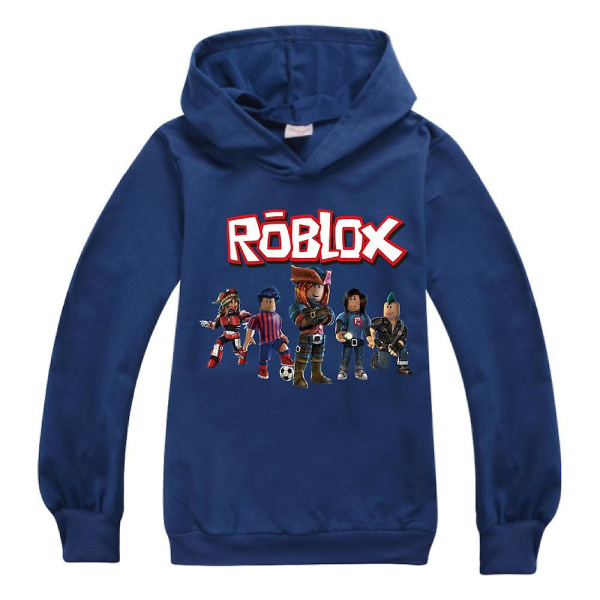 Roblox Game Printed Hættetrøjer Børn Drenge Piger Langærmet hættetrøje Sweatshirt Casual Toppe Jumper Navy Blue 11-12 Years