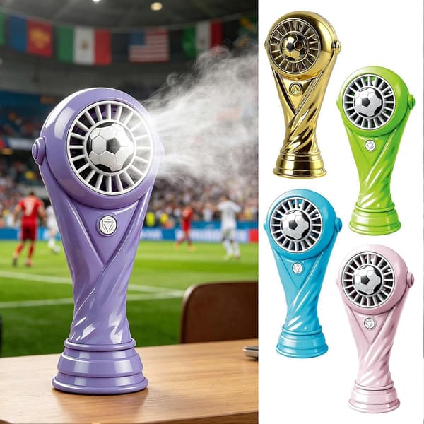 Trofé Håndholdt Ventilator – VM-trofæform – til fodboldfans gave Blue