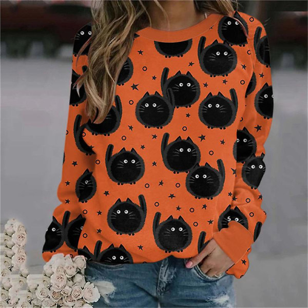 Kvinder Halloween Sweatshirts Græskar Ansigt Dansende Skeleton Skjorte Langærmet Sweater Funny Graphic Pullover style 8 XXL