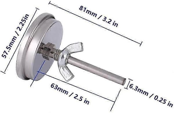 Ovn- og grilltermometer i rustfrit stål med dobbeltskala (75-300C & 150-600F)