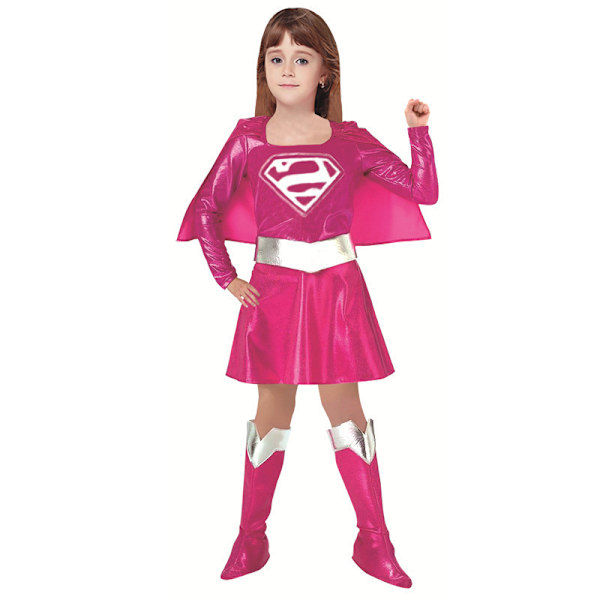 Halloween cosplay puku lasten puku supermies viitta tyttö superman pukeutua M