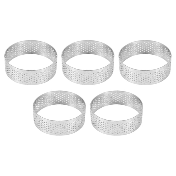 5 stk. 6 cm sirkulær tertering dessert rustfritt stål perforering fruktpai quiche kake mousse form Ki