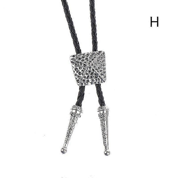 Vintage Cowboy Hat Legering Herre Bolo Tie Læder Reb Lang Halskæde