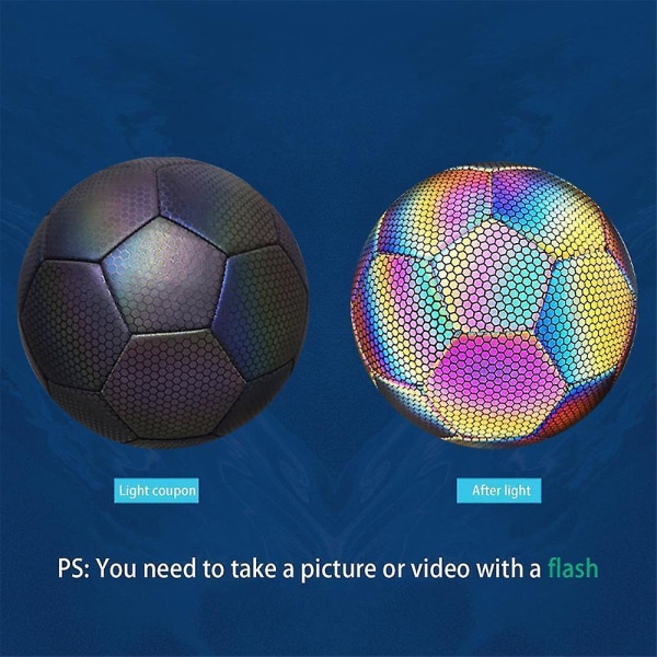 Glow-in-the-dark fodbold, holografisk bold - Lysende fodbold, reflekterende fodboldtræningsbold