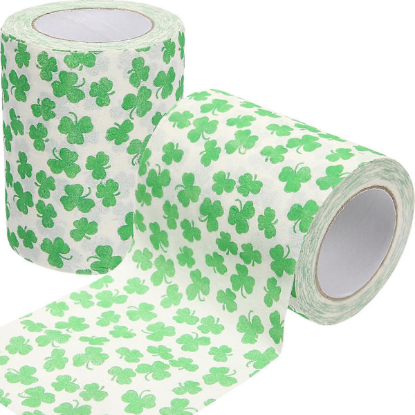 2 Rullar Toalettpapper med Klöver Mönster, Toalettpapper, Pappersvävnad, Badrum