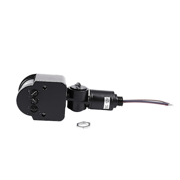 Utomhus 12V DC Automatisk Infraröd PIR Rörelsesensorbrytare för LED-belysning, Svart