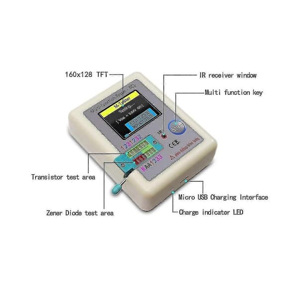 Lcr-tc1 Tc1 Display Multifunktionel Tft Baggrundslys Transistor Tester til Diode Triode Kondensator Modstand