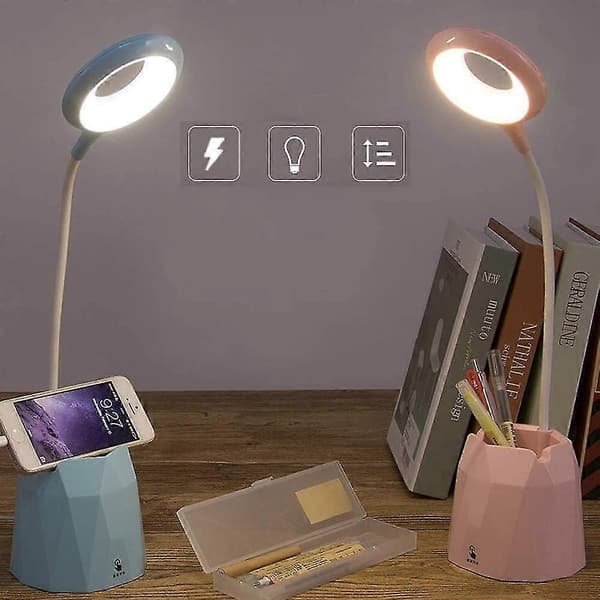 LED skrivebordslampe, bordlampe med øyebeskyttelse og 3 lysmoduser