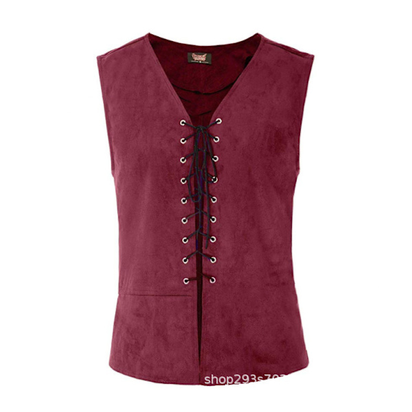 Middelalderrenessansevest, hoffherres snørevest, kostyme for scenespill red M