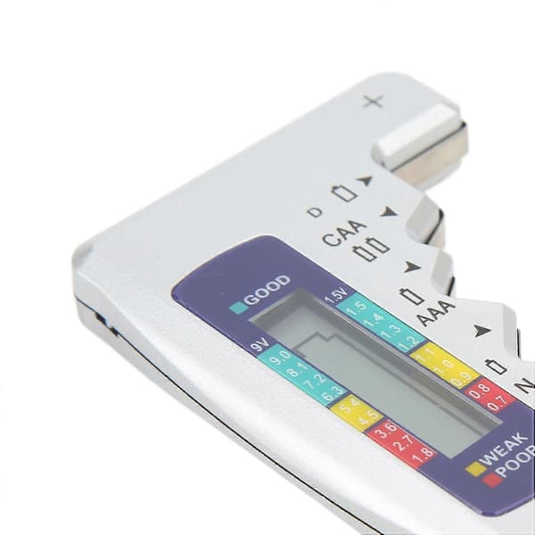 Digital Batterikapacitetsmätare Universal D C N AAA AA 9V 1.5V Knappcell Analysator Silver