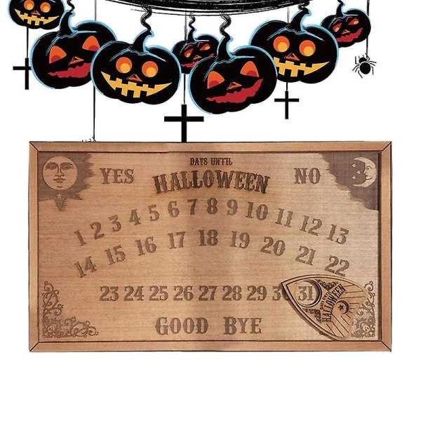 Træadventskalendere Trænedtællings Halloween-kalender Bærbar væghængning Nedtællingskalender til stol Bordplade Hjem