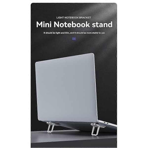 Mini Laptop Stand Bærbar Køler Forhøjet Stand Sammenklappelig Usynlig Laptop Riser til Laptops/Tablets/Tastatur Sort Black
