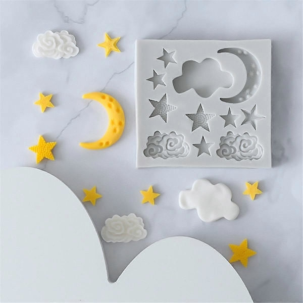 Kage Fondant Silikone Kagebageform Stjerne Måne Chokoladeform Skyer Forme Kagedekorations Tilbehør