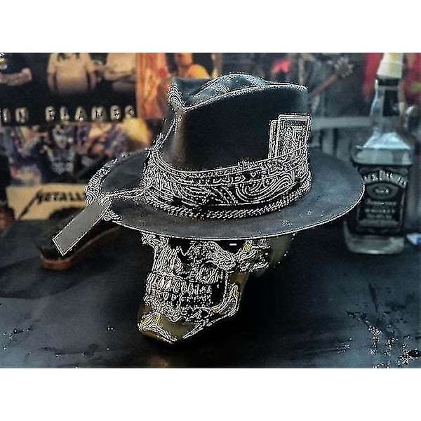 Miesten cowboyhattu 2023, Punk-tyyli, Western-cowboyhattu, kallohattu, nopea