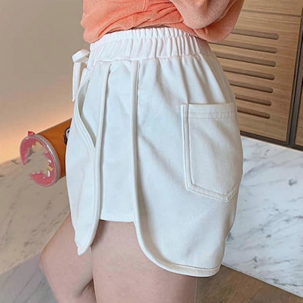 Fashion Damshorts med dragsko, ledig modell, elastisk midja, enfärgade