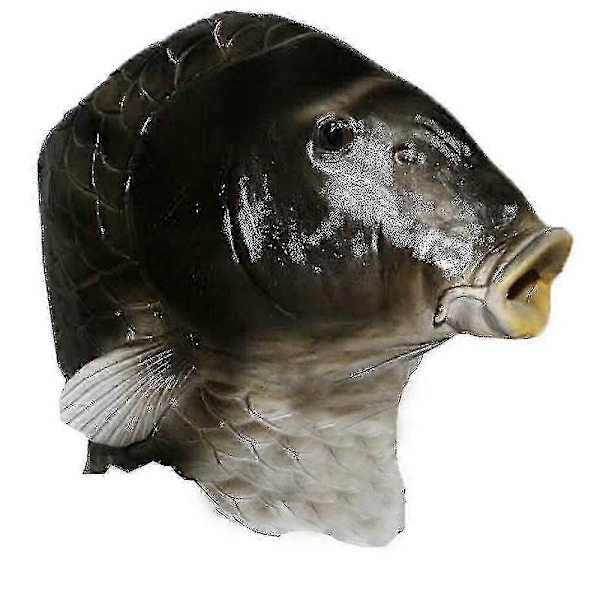 Svart Fiskmask Latex Djurhuvudmask Grå Fiskdräkt Huvudbonad Maskeradfest Vuxen