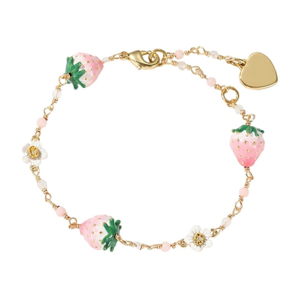 Jordbærarmbånd for kvinner Kjede Armbånd Trendy Messinglenke Armbånd Mansjettarmbånd for Kjæreste Kone Forlovelse Bursdagsgave