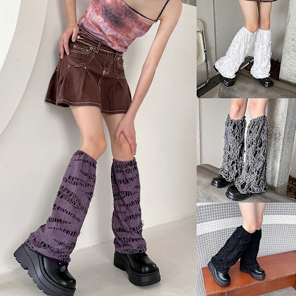 Dame Harajuku Gotiske Benvarmere Lolita Punk Distressed Bred Benfodsdækning