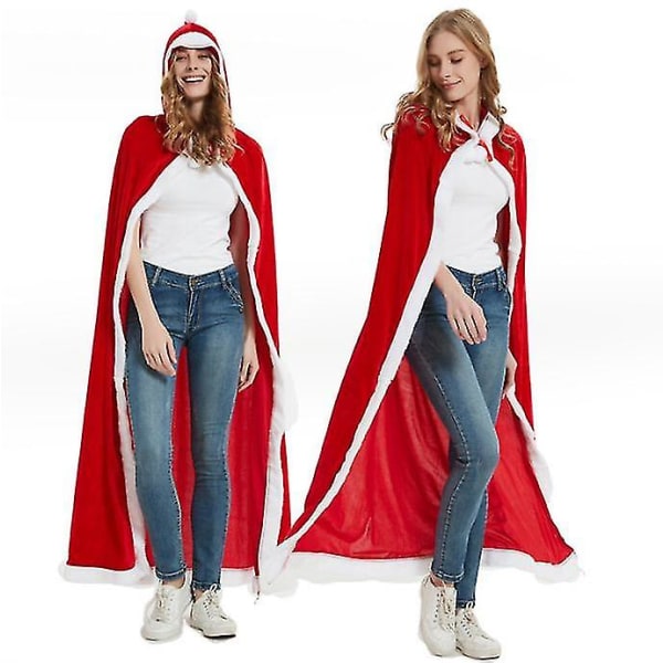 Julkappa Red Hooded Cape Party Kostym För Vuxen 100cm