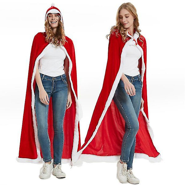 Julkappa Red Hooded Cape Party Kostym För Vuxen 150cm