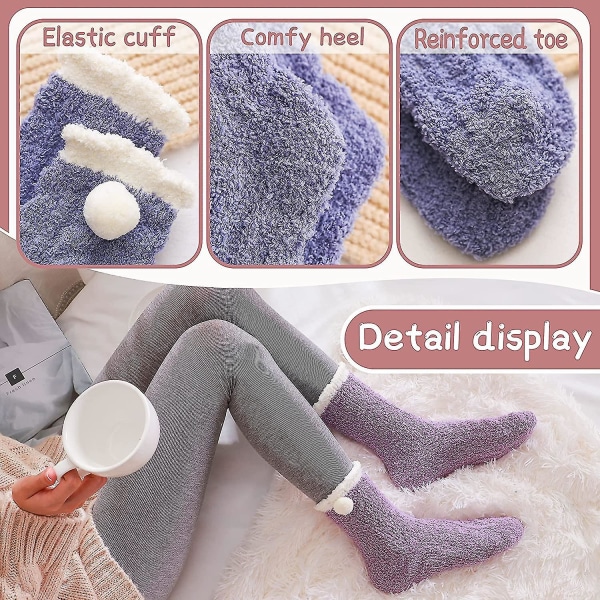 Fluffiga strumpor för kvinnor Mysig Slipper Cabin Plysch Mjuk Fleece Varm Säng Mysig Vinterstrumpa Julstrumpa Stuffare För Dam