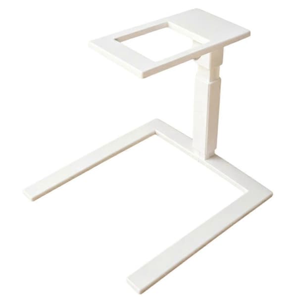 Overhead telefonstativ for flatfotografering, skrivebordsmontering med U-formet åpen base og hul topplate, hvit White