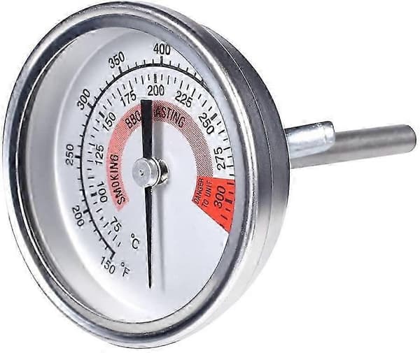 Ovn- og grilltermometer i rustfrit stål med dobbeltskala (75-300C & 150-600F)
