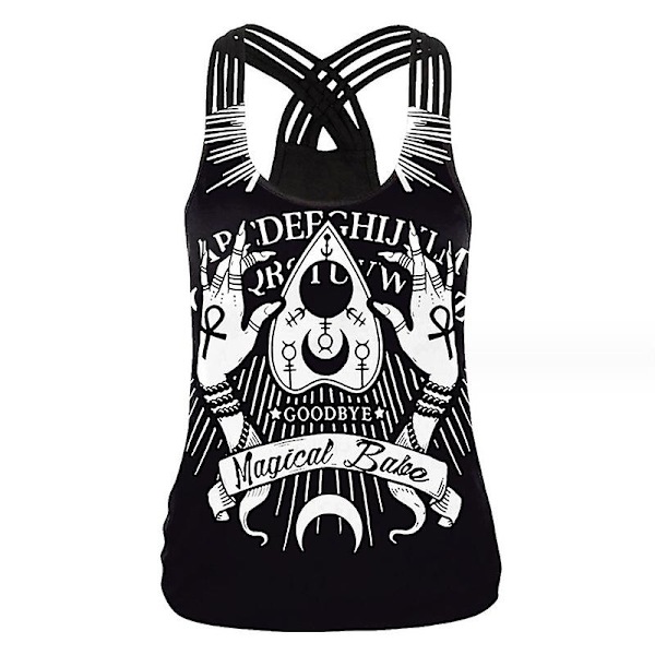 Dame tanktop Halloween 3d Horror Ugly Print Cross Skulderstrop Nyhed Rundhalset Vest Tee style 10 M