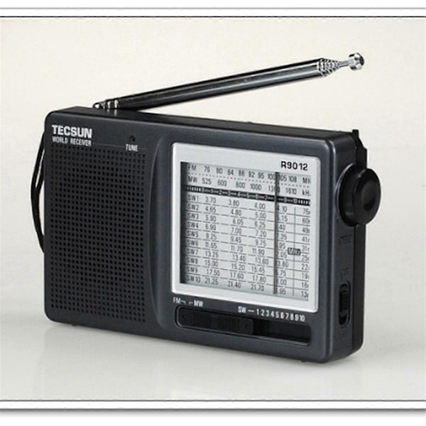 TECSUN R-9012 Kannettava radiovastaanotin AM/FM/SW 12 taajuusaluetta AN-05 ulkoisella antennilla, monitaajuuksinen lyhytaalto