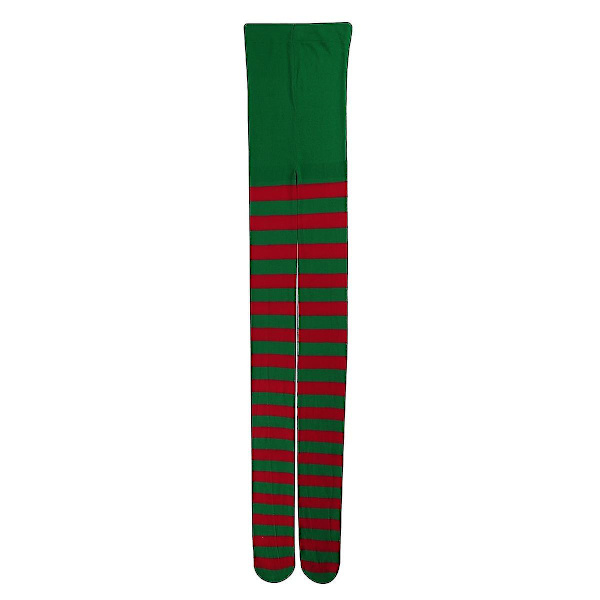 Joulutonttuhattu Joulupukin tonttukengät ja jouluraidalliset sukkahousut aikuisille Joulujuhlapuku Sukkahousut /hattu/kengät Type B Red Green