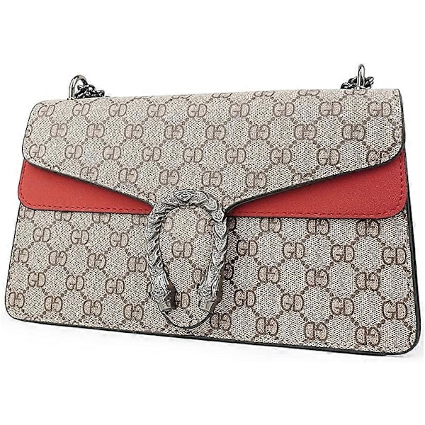 Dam Crossbody Axelväska Retro Ormskin Enfärgad Kedjerem Clutch Läder Väska Röd