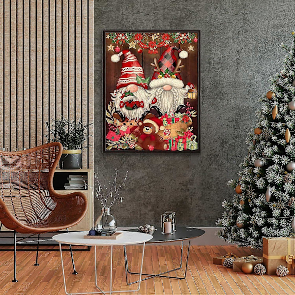 Jul Diamantmålning Konst Kit - 5D DIY Tomtar Vinter Dekorationsset