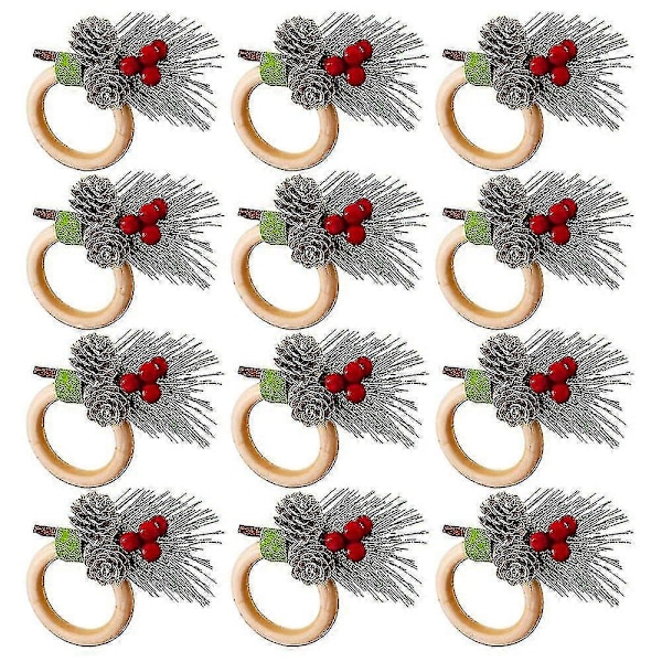 Jule Servietringe Servietringe Dekoration Til Jul Thanksgiving Fødselsdagsfestartikler (sød stil, træ) Bd