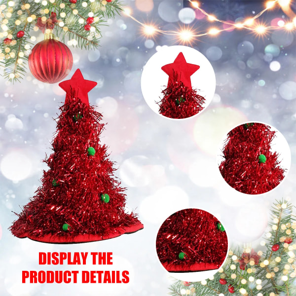 Joulukuusihattu tähtikiiltävällä hopealankalla Xmas Tree -muotoiset hatut aikuisille Cosplay-rekvisiittiin 2024 Navidadin uudenvuoden juhlatarvikkeita Gold