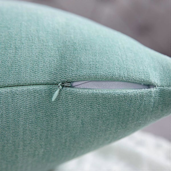 Mintgrønne Putetrekk 45x45 cm Sett med 2 Ensfargede Rustikke Putetrekk Firkantet Putetrekk for Hjem Sofa Dekorasjon
