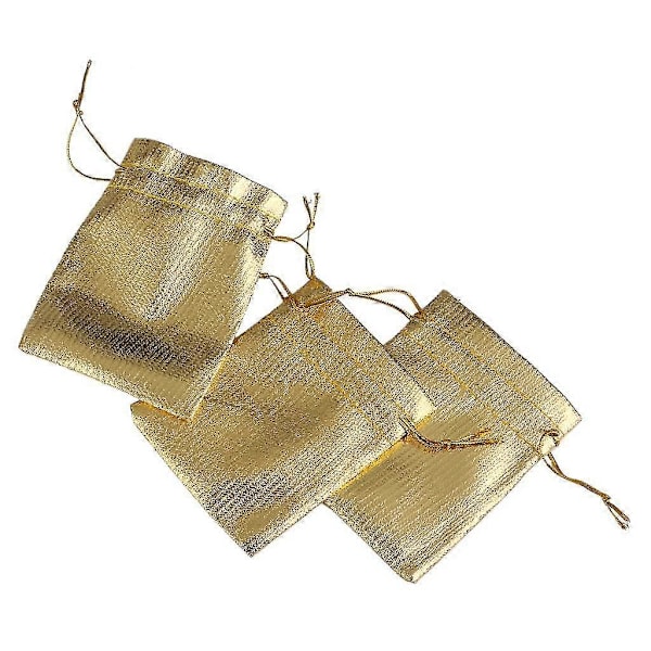 40 Stycken Organza Dragsko Väska Bröllop Smyckespåse Guld Silver