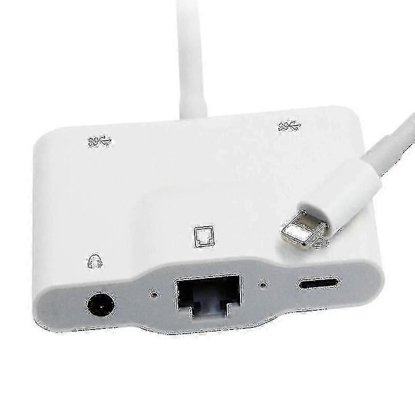 Lightning till RJ45 Ethernet LAN Trådbunden Nätverksadapter 5 i 1 USB OTG LAN RJ45 Ethernet 3,5 mm Hög Hastighetskonverterare