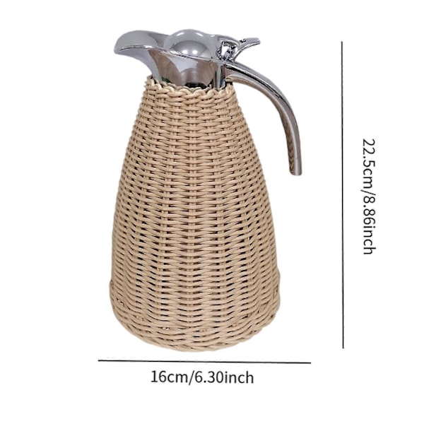 Termokande i rustfrit stål, kaffekande, drikkekande, vakuumisoleret kande med låg til vand, drikkevarer, køleskab, picnic