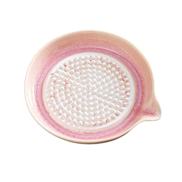 Ceramic Garlic and Ginger Grater - Sharp Grating Plate for Fresh Flavors, Multifunctional Storage, Dishwasher Safe and Food-Grade Ceramic Rosa