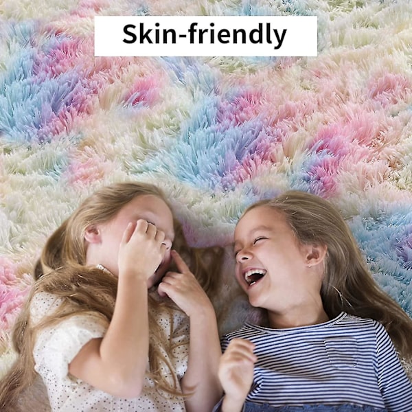 Tflycq Fluffy Area Mattor, 3x5 Fot Regnbågsmatta, Ultra Mjuk inomhus Moderna plyschmattor För Vardagsrum Sovrum Barnrum Barnrum Heminredning, uppgradering