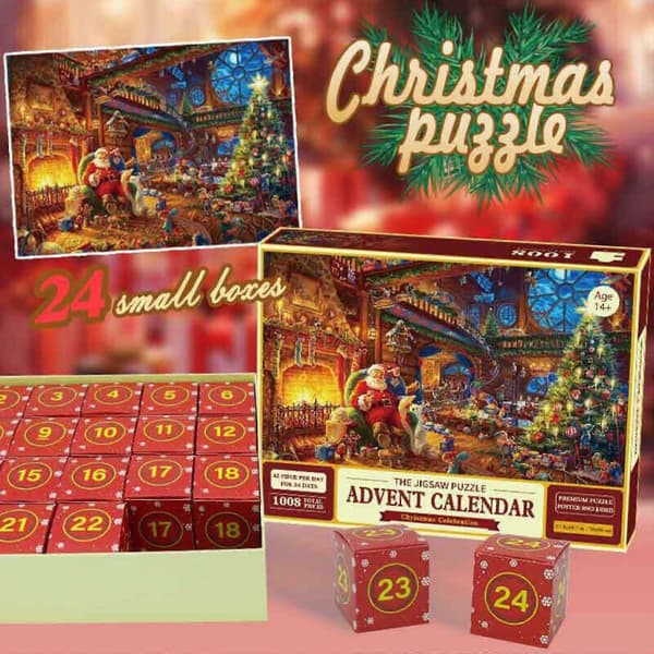 Pussel-Adventskalender 2024, 1008 bitar 24 dagar Eldstad Eldstad Pussel - Nedräkning till jul