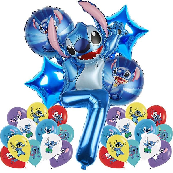 Lilo & Stitch Tema Fødselsdagsfest Dekoration Børnelegetøj Gave Latex Aluminiumfolie Ballon Engangs Service Event Forbrugsvarer Balloon Set 7