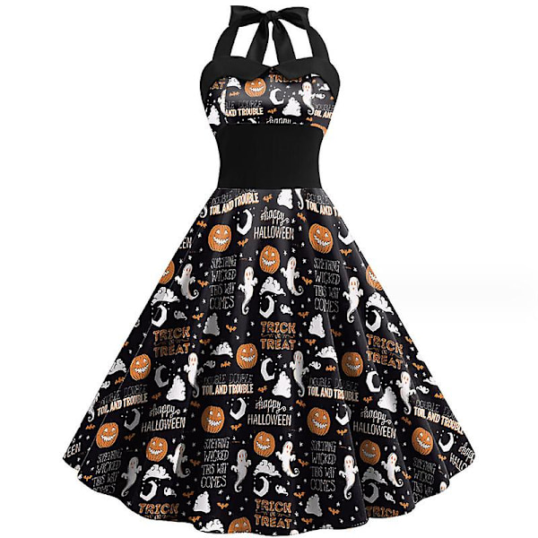 Halloween Kvinder Sommer Slanke ærmeløse A-line Flare Solkjoler COLOR 6 L