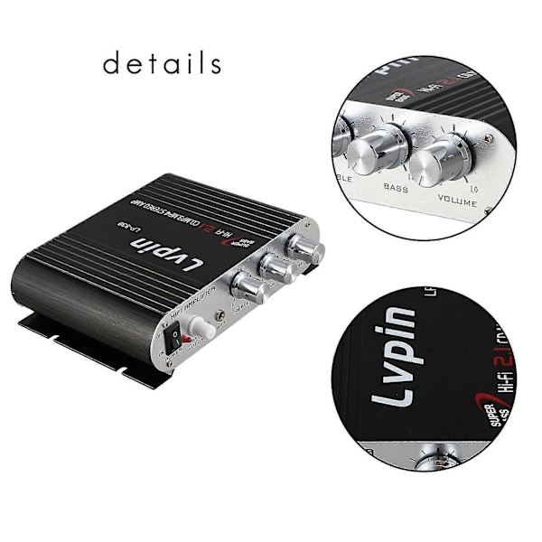 Lvpin 12v 200w Mini Hi-fi Stereo Forstærker Mp3 Bilradio Kanaler 2 Hus Super Bas
